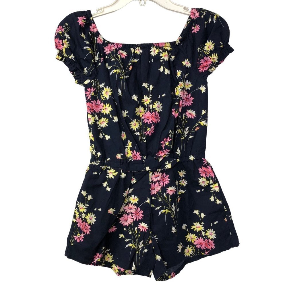 GAP Girl's Soft Chambray Short Puff Sleeve One Piece Romper 8 NWT